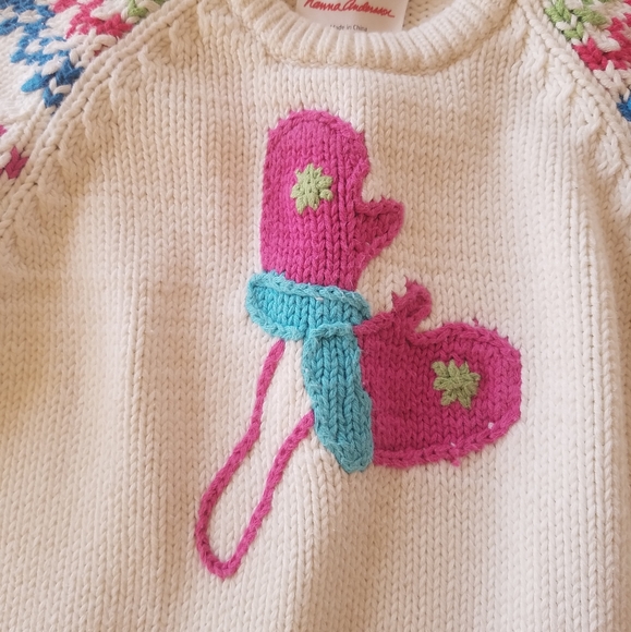 Hanna Andersson Cream Rainbow Knit Mitten Sweater - Picture 4 of 6